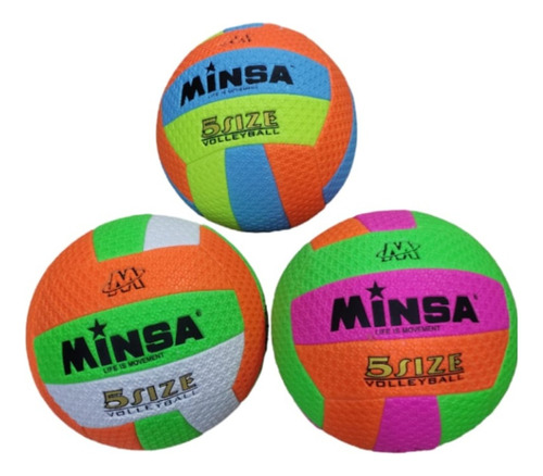 Balon Voleibol #5 Minsa Pelota Volleyball Playa Cosido Color Multicolor