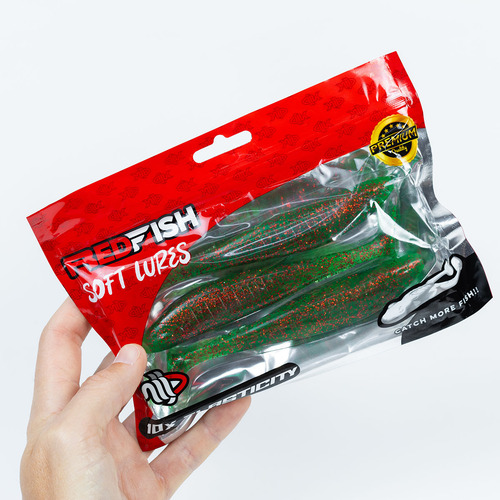 Señuelo Red Fish Soft Golden X10 De Goma X 3 Unidades 14cm Color Verde