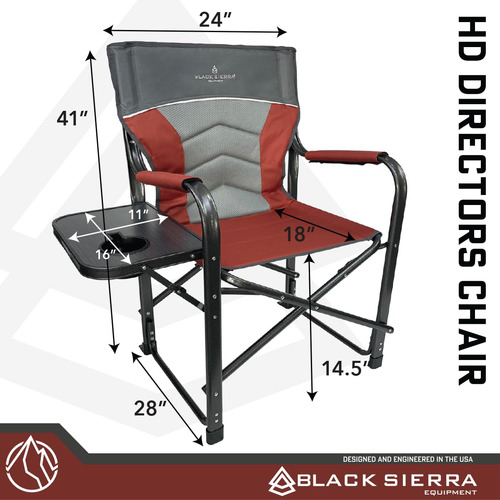 Silla De Campamento Xl Con Mesa Auxiliar Plegable Resistente Burnt Henna