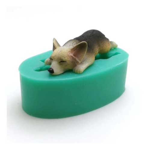 Molde Silicon Mascota Perro Chaparro Dormido Patas Adelante