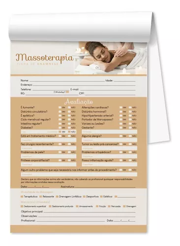 A anamnese na massoterapia para imprimir - Massagem terapeutica