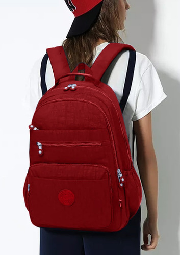 Mochila Bolsa Feminina Notebook Impermeável Reforçada Leve Cor Vermelho
