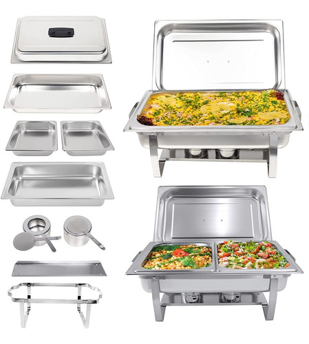 Valgus 2-pack 8qt Stainless Steel Chafing Dish Buffet Cha...