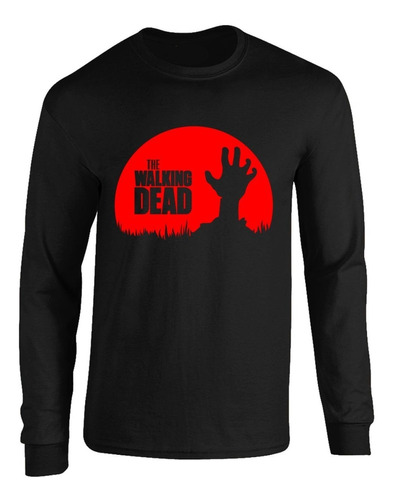 Camibuso Negro Camiseta Manga Larga The Walking Dead