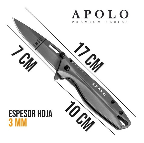 Imagen 2 de 10 de Navaja Táctica Apolo C2 Acero Inoxidable Hoja 7 Cm Premium