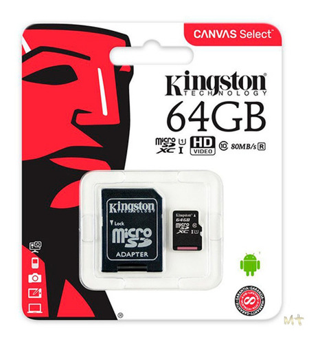 Memoria Micro Sd 64gb Kingston Clase 10 Canvas Select