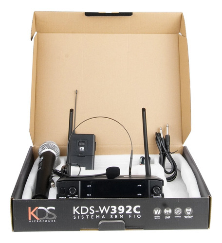 Microfone Sem Fio De Mão E Headset Uhf Profissional K-392c