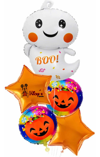 Set De 5 Globos Fantasma Boo Halloween Dia De Muertos