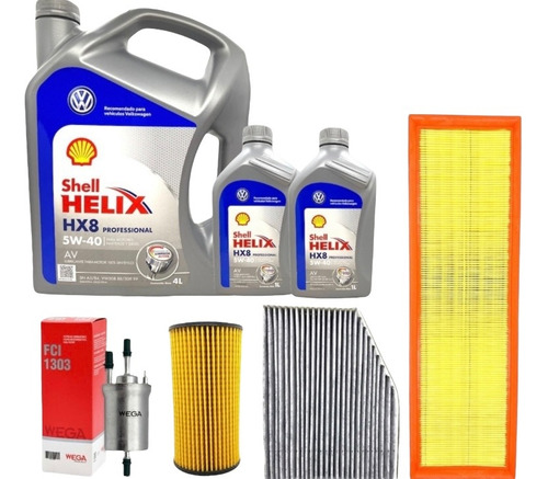 Kit 4 Filtros Y Aceite Shell Helix Hx8 Volkswagen Vento 2.5