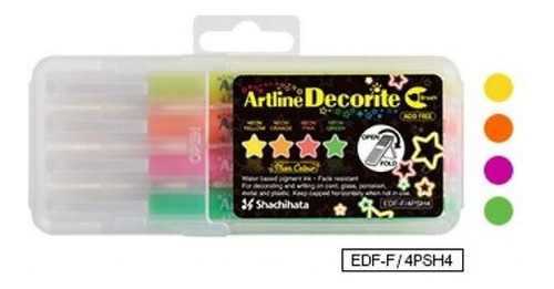 Marcadores Artline Decorite Neon 4 Piezas