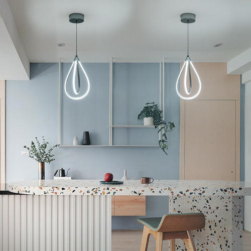 Lámpara Colgante Led Cromada Ajustable Para Cocina