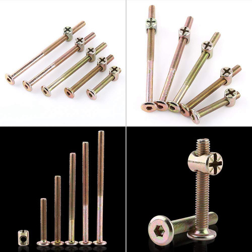 Tornillos Para Muebles, 10 Tornillos De Acero Al Carbono Con Tuercas De Barril Tuerca De Clavija Conector De Fijación Para Muebles Cunas Camas Cuna Y Sillas(60mm),tornillo
