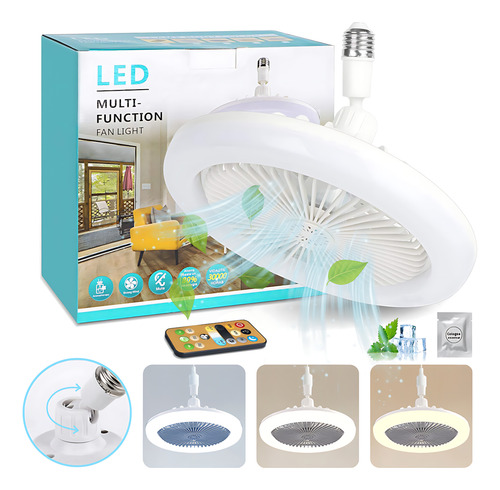 Ventilador De Techo Con Luz Foco Lampara Giratorio Con 5 Palas 26cm De Diámetro Control Remoto Con Pastilla De Fragancia