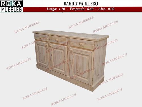 Imagen 1 de 3 de Bahiut Vajillero Macizo Pino 120x40x90 Roka