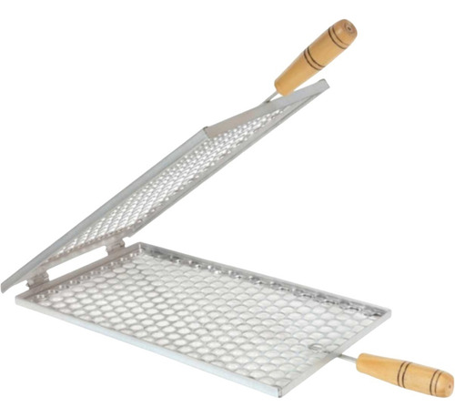 Grelha Tipo Moeda Dupla Para Peixe Frango Tamanho 47x25 Galv