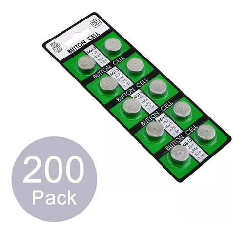 Pack 200 Pilas Ag13 Lr44 A76 Button Cell Tipo Reloj Alkalina