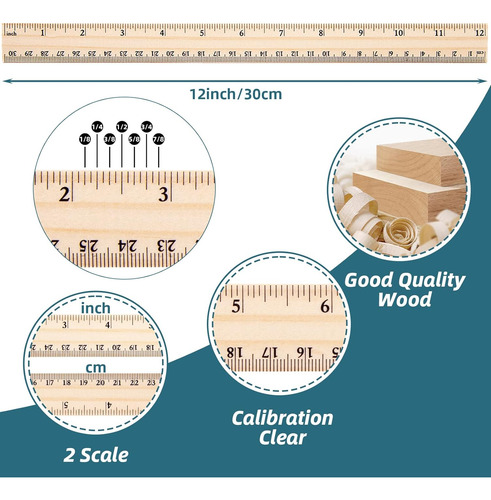 60 Paquetes De Reglas De Madera, 2 Escalas De 30 Cm Y 1...