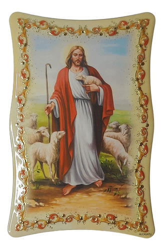 Cuadro Jesus Buen Pastor Souvenir Madera Decoracion Italy 