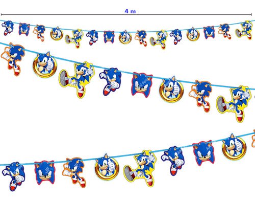 Guirnalda Decorativa Sonic 4mts Artículo Fiesta Son0h1