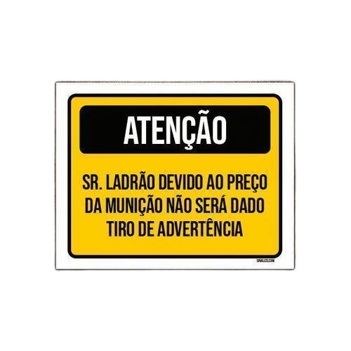 Kit 10 Placa Sinalização - Atenção Tiro Advertência Amarela
