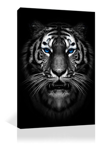 Cuadro Decorativo Canvas Animales Retrato Tigre Ojos Azules