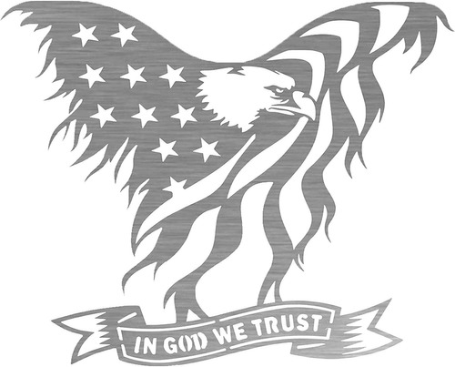 American Eagle Steel Laser Cut Wall Art Within God We T...