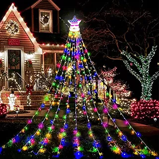 Outdoor Christmas Decorations, 8 Modes Waterfall Lights...