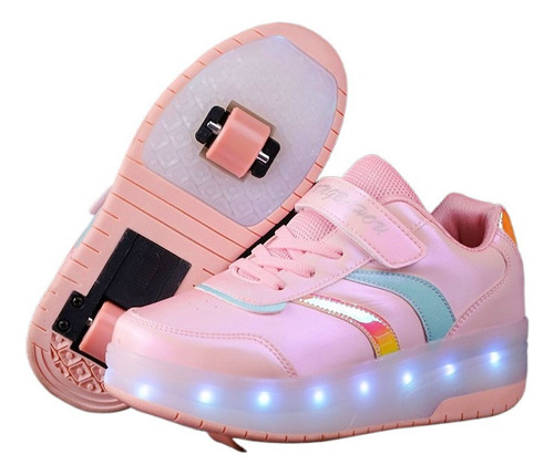Sapatos De Rodas Luminosas Para Crianças De Rodas Duplas