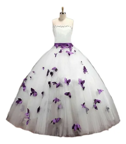 Vestidos de 15 violeta y blanco hot sale