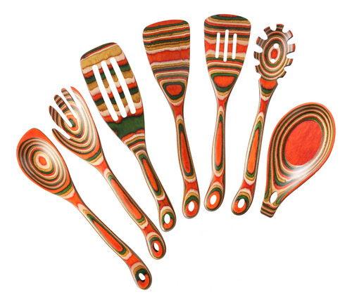 Juego De Utensilios De Cocina De Madera, 7 Piezas