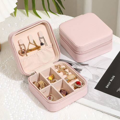 Caja De Almacenamiento De Joyas Portátil Coreana Pequeña Gri