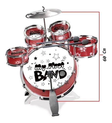 Bateria Infantil Brinquedo - Vermelha - Zp00196 - Zoop Toys