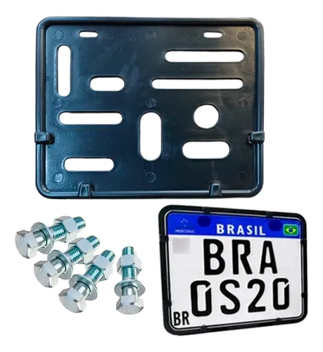Suporte Moldura Placa Moto Mercosul Com Parafusos Reforçado