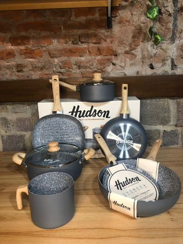 Batería Hudson Granito Juego De Ollas Set Antihaderente 9pzs