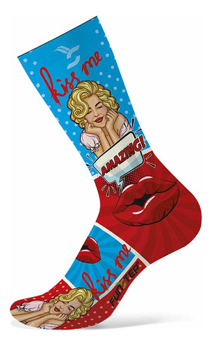 Calcetines Funstep Con Dibujos Azules/rojos M ( 36-39)