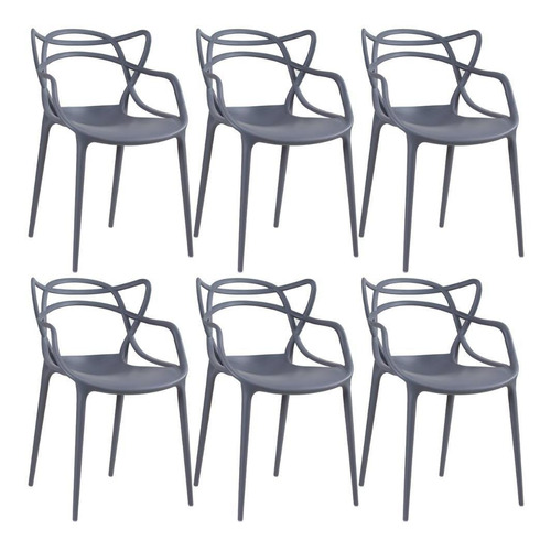 6 Cadeiras  Allegra Ana Maria  Cozinha Jantar Várias Cores Cor Da Estrutura Da Cadeira Cinza-escuro