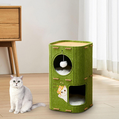Bonita Caseta Para Gatos, Moderna Y Acogedora 2 Niveles