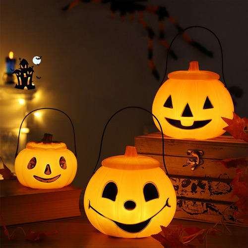 Cubo De Calabaza Portátil Led Para Halloween, Cubo De Carame