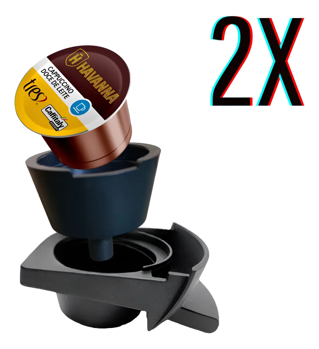 2x Adaptador Cápsula Três Corações Máquina Dolce Gusto Preto