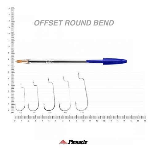 Anzol Pinnacle Offset Round Bend 1/0 Com 10pcs