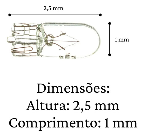 Lampada Pingo T10 Esmagada 12v 5w 10 Unidades