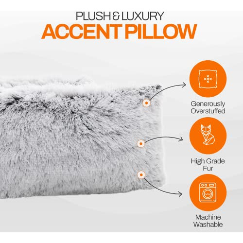 Almohadas Cheer Collection Shaggy De Piel Sintética Gris Deg