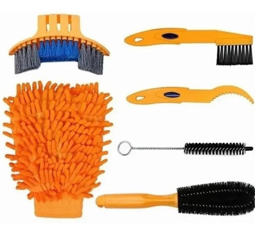 Kit Limpeza Bike Bicicleta Escovas Bucha Lavagem 6 Item Bike