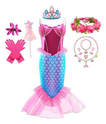 Vestido De Fiesta De Sirena Para Niña  Disfraz De Cola De Si