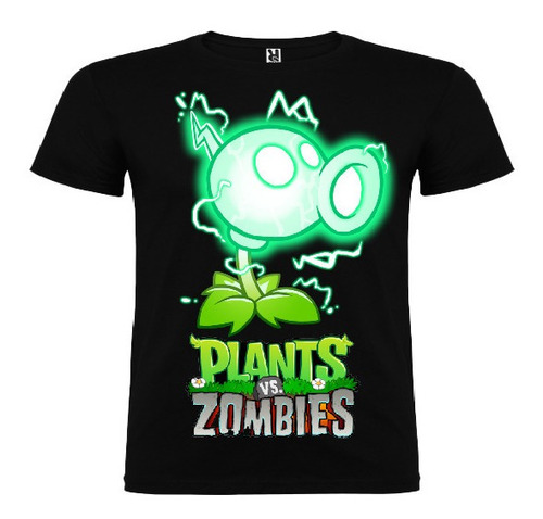 Polera Color Algodón 100% Niños Plantas Zombies Electrico