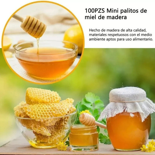 100 Uds Cucharas Palitos De Miel Madera Agitador De Miel 8cm