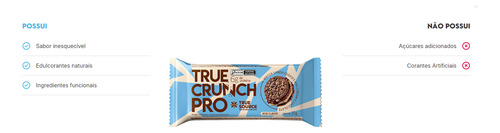 3 True Crunch Pro Cookies, Chocolate Meio Amargo E Amendoim