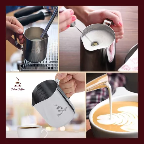 Jarra de espuma de leche de 12 onzas, jarra de vapor espresso de 12 onzas,  accesorios para máquina de espresso, taza espumadora de leche de 12 onzas