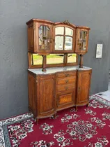 Comprar Aparador Vajillero Antiguo De Roble Con Alzada Y Mármol