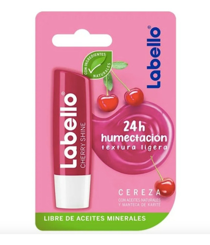 Bálsamo Labial Labello Sabor Cereza 3 Piezas De 4.8gr